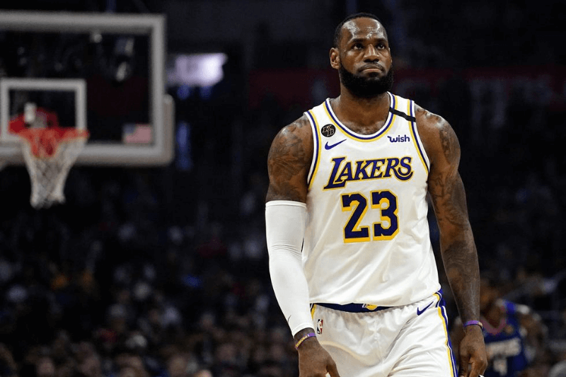 Mar 8, 2020; Los Angeles, California, USA; Los Angeles Lakers forward LeBron James (23) looks on in the first half against the LA Clippers at Staples Center