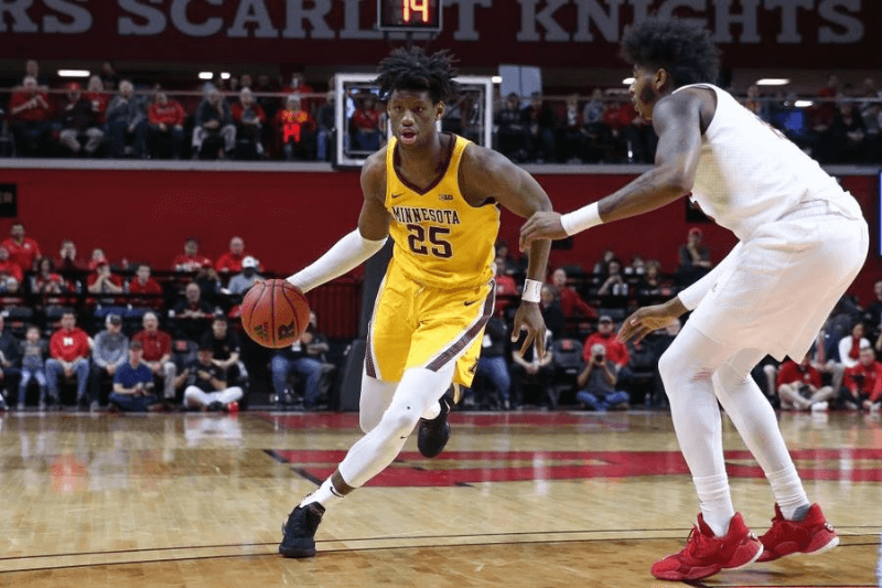 PISCATAWAY, NJ - JANUARY 19: Minnesota Golden Gophers center Daniel Oturu (25) during the college basketball game between the Rutgers Scarlet Knights and the Minnesota Golden Gophers on January 19, 2020 at the Louis Brown Athletic Center in Piscataway, NJ.