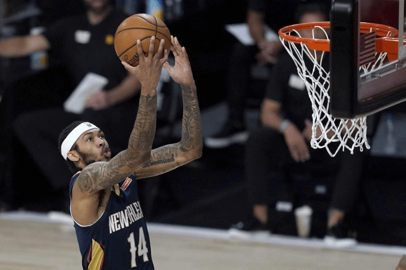 July 30, 2020; Lake Buena Vista, USA; New Orleans Pelicans player Brandon Ingram heads to the basket during the first half of an NBA basketball game against the Utah Jazz.