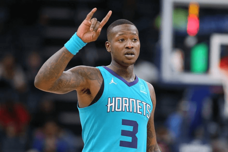 Oct 14, 2019; Memphis, TN, USA; Charlotte Hornets guard Terry Rozier III (3) signals to his team during the game against the Memphis Grizzlies at FedExForum. Hornets won 120-99.
