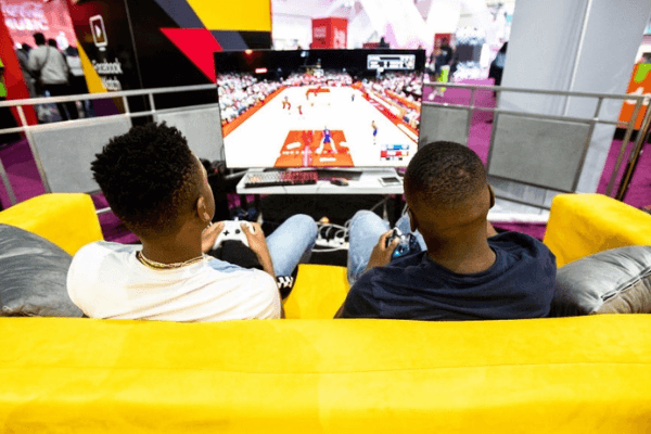 LOS ANGELES, CA - JUNE 22: NBA2K players at UNLOCKED, a dedicated gaming lounge within the BET Experience at Staples Center on June 22, 2019 in Los Angeles, California.