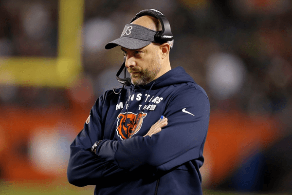 Head coach Matt Nagy of the Chicago Bears watches the action during the second half against the New Orleans Saints at Soldier Field on October 20, 2019 in Chicago, Illinois.