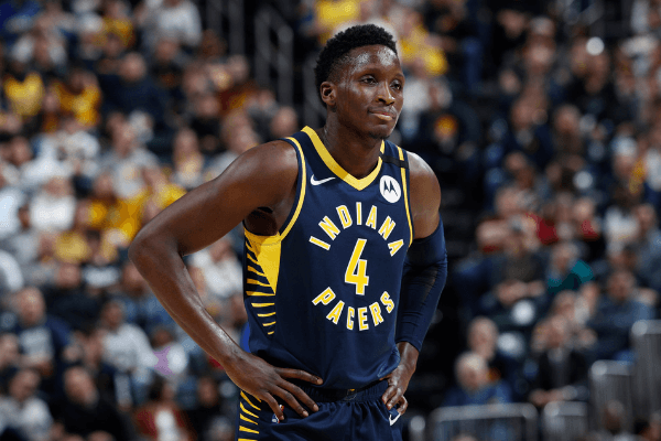 Indiana Pacers Victor Oladipo looks on