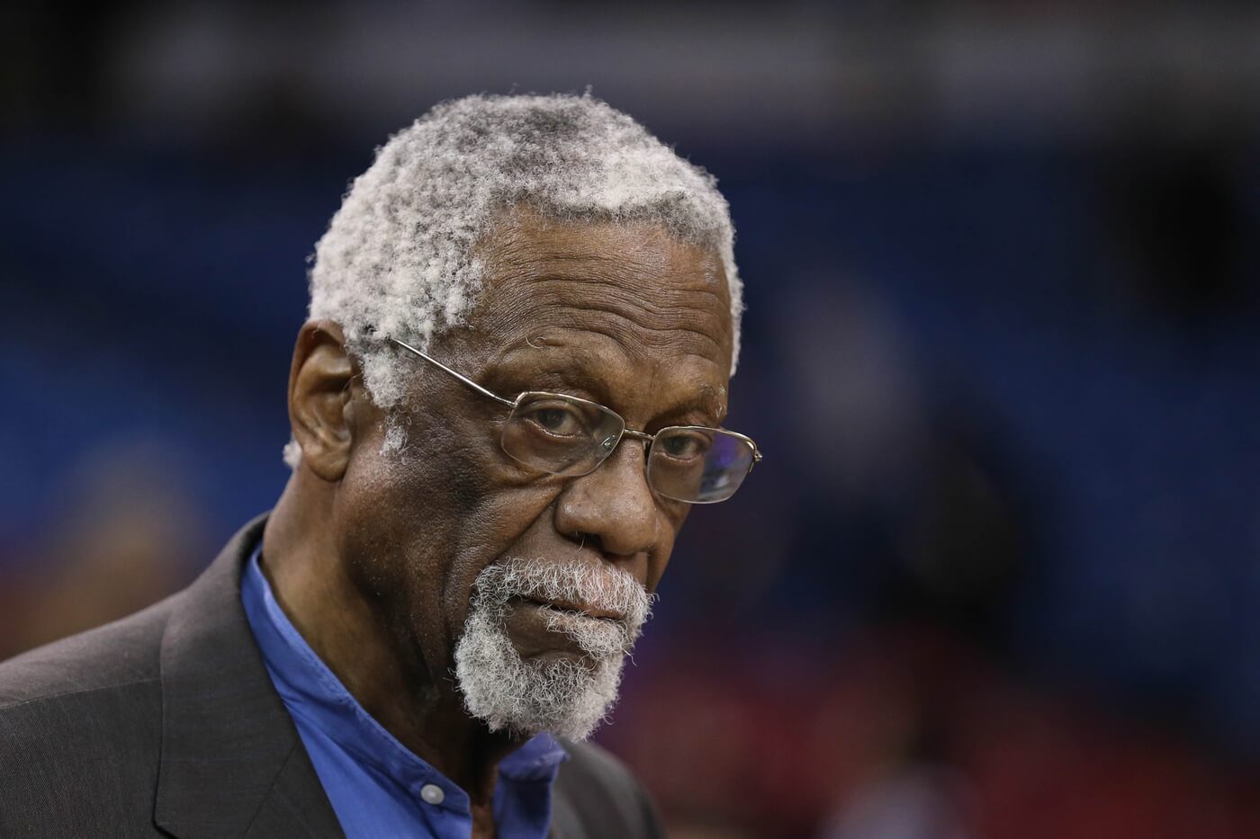 Feb 5, 2015; Sacramento, CA, USA; Retired NBA player and coach Bill Russell after the game between the Sacramento Kings and the Dallas Mavericks at Sleep Train Arena. The Dallas Mavericks defeated the Sacramento Kings 101-78. Mandatory Credit: Kelley L Cox-USA TODAY Sports