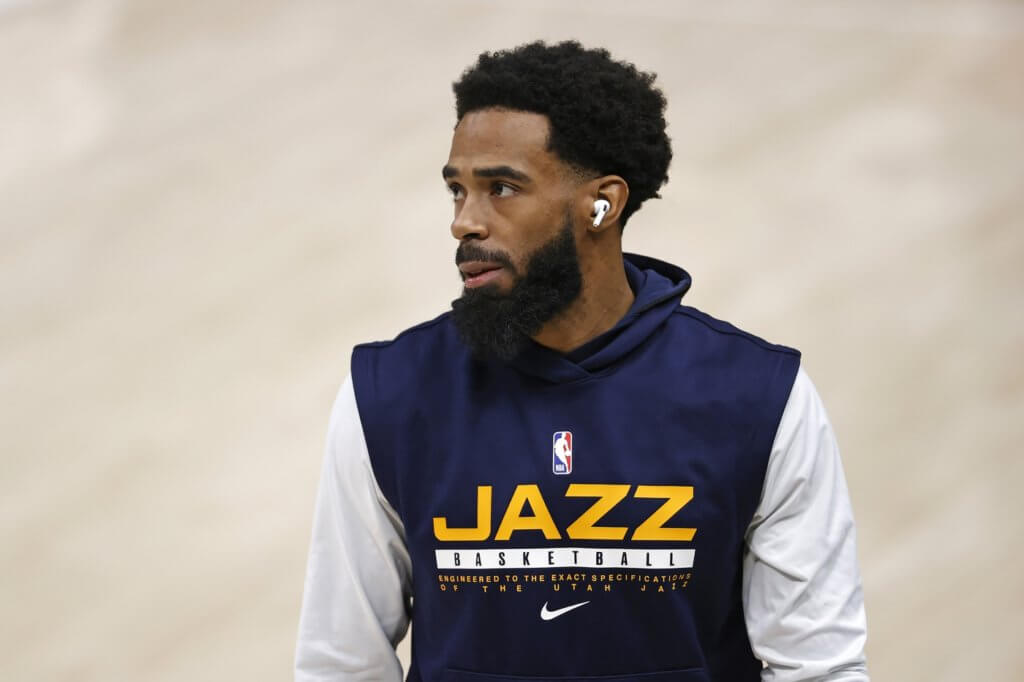 Feb 2, 2021; Salt Lake City, Utah, USA; Utah Jazz guard Mike Conley (10) warms up prior to their game against the Detroit Pistons at Vivint Smart Home Arena. Mandatory Credit: Jeffrey Swinger-USA TODAY Sports