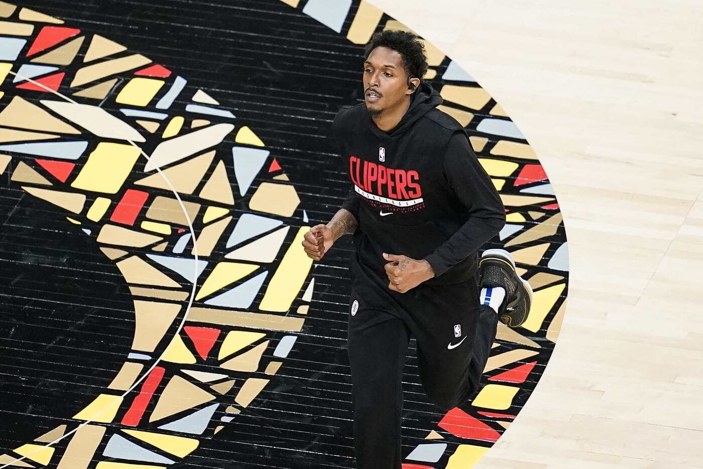 Jan 26, 2021; Atlanta, Georgia, USA; LA Clippers guard Lou Williams (23) warms up on the court prior to the game against the Atlanta Hawks at State Farm Arena. Mandatory Credit: Dale Zanine-USA TODAY Sports