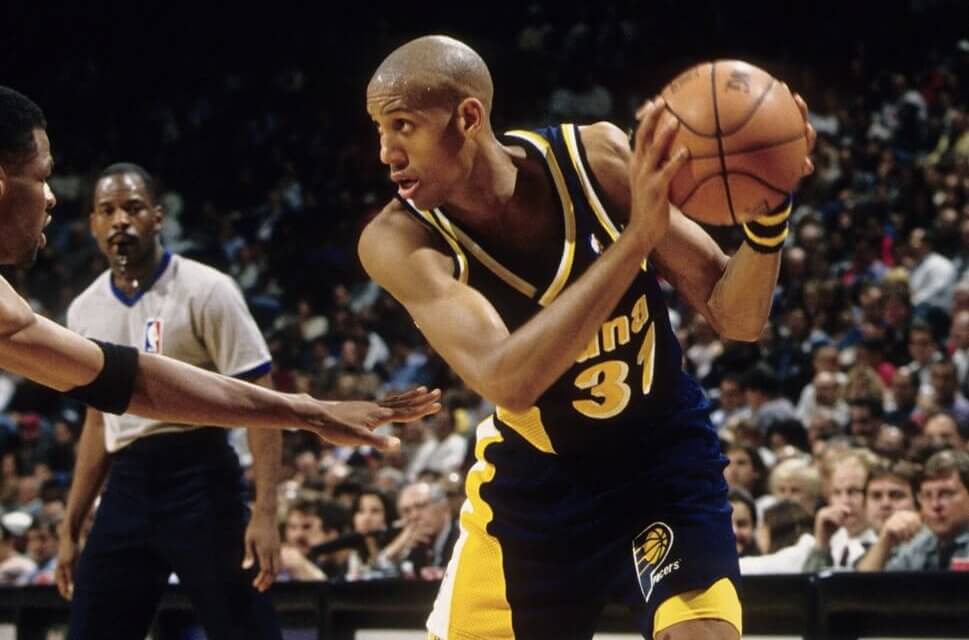 Unknown date; Miami, FL, USA; FILE PHOTO; Indiana Pacers guard Reggie Miller (31) in action against the Miami Heat at the Miami Arena. Mandatory Credit: USA TODAY Sports