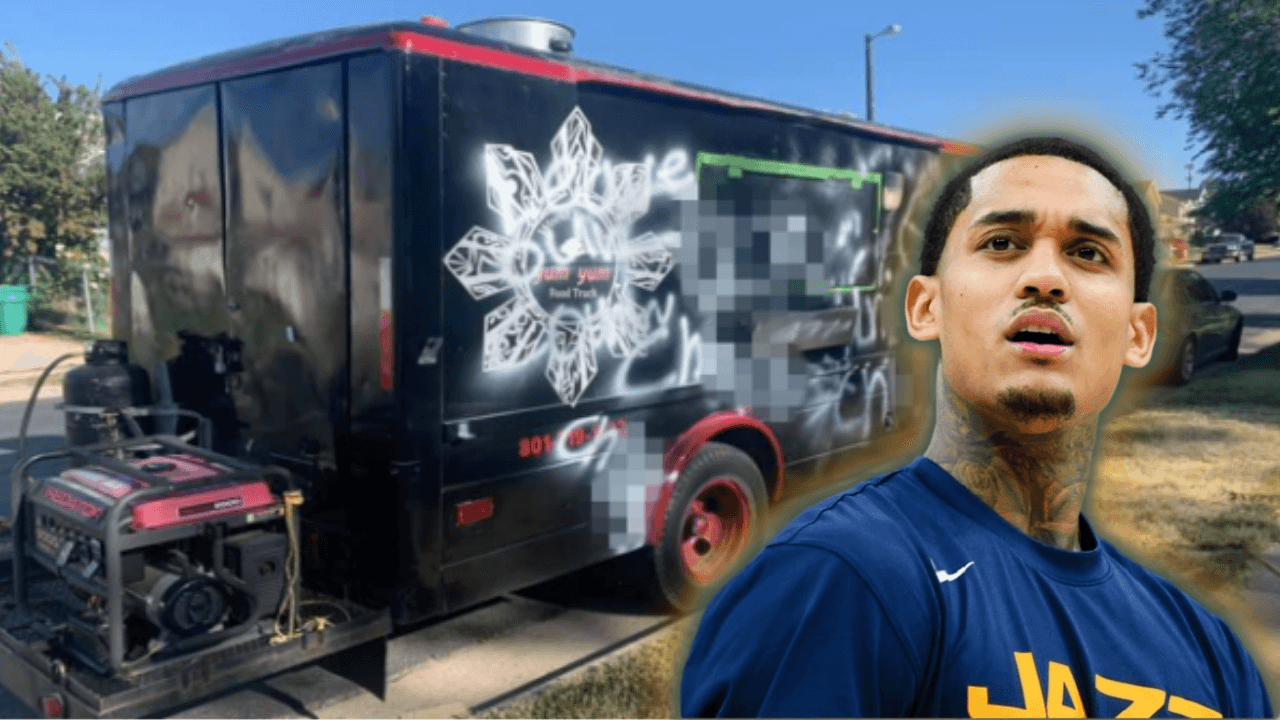 World Famous Yum Yum Food Truck / Facebook | SALT LAKE CITY, UT - JANUARY 25: Jordan Clarkson #00 of the Utah Jazz looks on before a game against the Dallas Mavericks at Vivint Smart Home Arena on January 25, 2019 in Salt Lake City, Utah. NOTE TO USER: User expressly acknowledges and agrees that, by downloading and/or using this photograph, user is consenting to the terms and conditions of the Getty Images License Agreement. (Photo by Alex Goodlett/Getty Images)