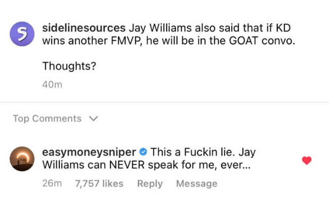 Kevin Durant calls out Jay Williams for fake story about Giannis: 