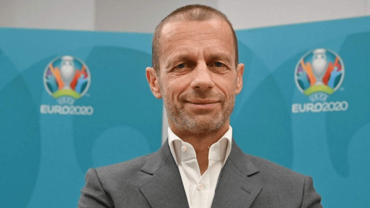 UEFA president Aleksander Ceferin poses on June 11, 2021 within an interview with AFP in Rome, hours before the kick off of the UEFA Euro 2020 2021 European Football Championship. (Photo by ANDREAS SOLARO / AFP) (Photo by ANDREAS SOLARO/AFP via Getty Images)