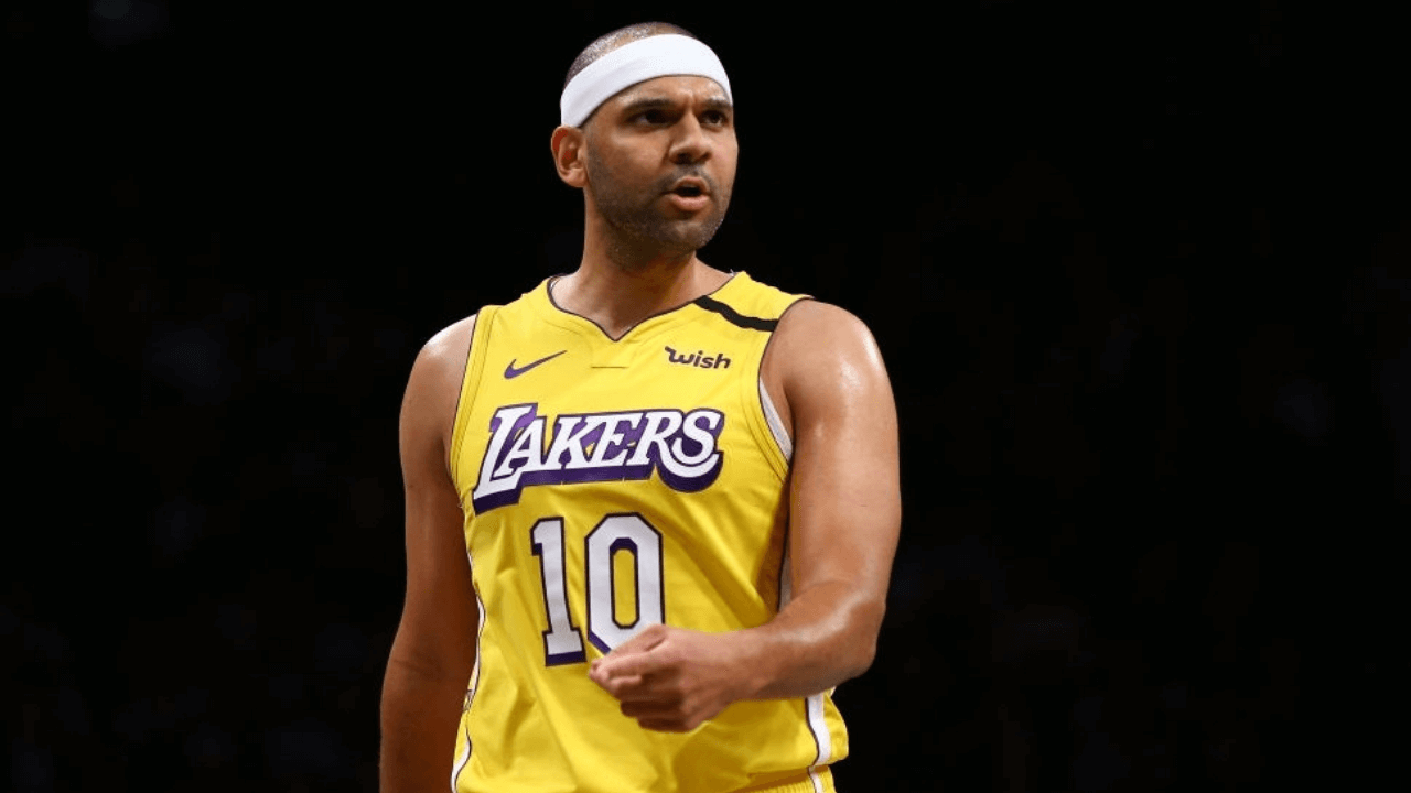 NEW YORK, NEW YORK - JANUARY 23: Jared Dudley #10 of the Los Angeles Lakers in action against the Brooklyn Netsat Barclays Center on January 23, 2020 in New York City. NOTE TO USER: User expressly acknowledges and agrees that, by downloading and or using this photograph, User is consenting to the terms and conditions of the Getty Images License Agreement. (Photo by Mike Stobe/Getty Images)