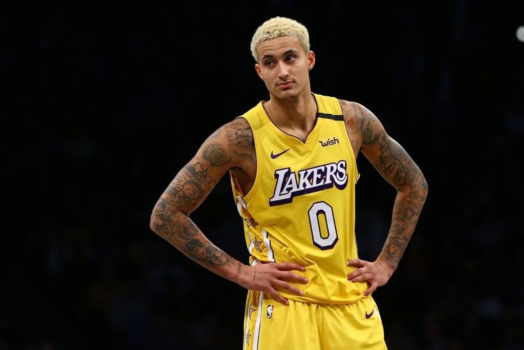 NEW YORK, NEW YORK - JANUARY 23: Kyle Kuzma #0 of the Los Angeles Lakers in action against the Brooklyn Nets at Barclays Center on January 23, 2020 in New York City. NOTE TO USER: User expressly acknowledges and agrees that, by downloading and or using this photograph, User is consenting to the terms and conditions of the Getty Images License Agreement. (Photo by Mike Stobe/Getty Images)