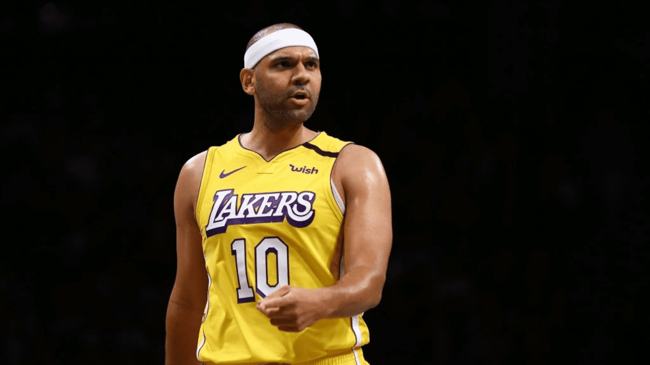 NEW YORK, NEW YORK - JANUARY 23: Jared Dudley #10 of the Los Angeles Lakers in action against the Brooklyn Netsat Barclays Center on January 23, 2020 in New York City. NOTE TO USER: User expressly acknowledges and agrees that, by downloading and or using this photograph, User is consenting to the terms and conditions of the Getty Images License Agreement. (Photo by Mike Stobe/Getty Images)