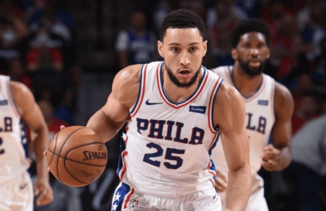 PHILADELPHIA, PA - JUNE 20: Ben Simmons #25 of the Philadelphia 76ers handles the ball against the Atlanta Hawks during Round 2, Game 7 of the Eastern Conference Playoffs on June 20, 2021 at Wells Fargo Center in Philadelphia, Pennsylvania. NOTE TO USER: User expressly acknowledges and agrees that, by downloading and/or using this Photograph, user is consenting to the terms and conditions of the Getty Images License Agreement. Mandatory Copyright Notice: Copyright 2021 NBAE (Photo by David Dow/NBAE via Getty Images)