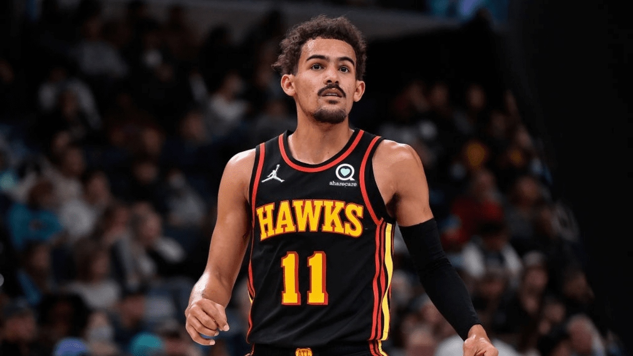 MEMPHIS, TENNESSEE - NOVEMBER 26: Trae Young #11 of the Atlanta Hawks during the game against the Memphis Grizzlies at FedExForum on November 26, 2021 in Memphis, Tennessee. NOTE TO USER: User expressly acknowledges and agrees that, by downloading and or using this photograph, User is consenting to the terms and conditions of the Getty Images License Agreement. (Photo by Justin Ford/Getty Images)