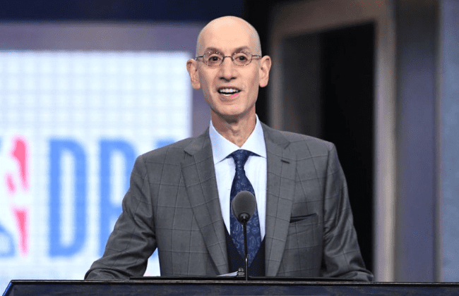 NEW YORK, NEW YORK - JUNE 20: NBA Commissioner Adam Silver speaks during the 2019 NBA Draft at the Barclays Center on June 20, 2019 in the Brooklyn borough of New York City. NOTE TO USER: User expressly acknowledges and agrees that, by downloading and or using this photograph, User is consenting to the terms and conditions of the Getty Images License Agreement. (Photo by Sarah Stier/Getty Images)