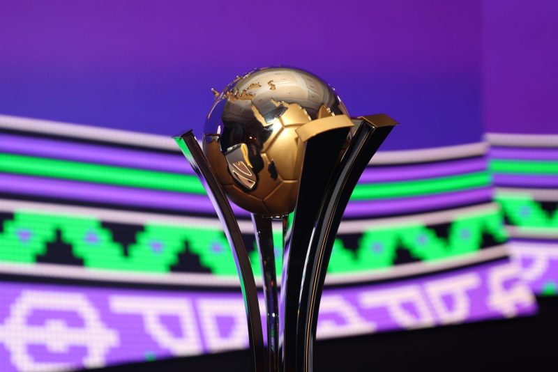 JEDDAH, SAUDI ARABIA - SEPTEMBER 05: A general view of the FIFA Club World Cup trophy during the FIFA Club World Cup Draw at Park Hyatt Jeddah on September 05, 2023 in Jeddah, Saudi Arabia. (Photo by Yasser Bakhsh - FIFA/FIFA via Getty Images)