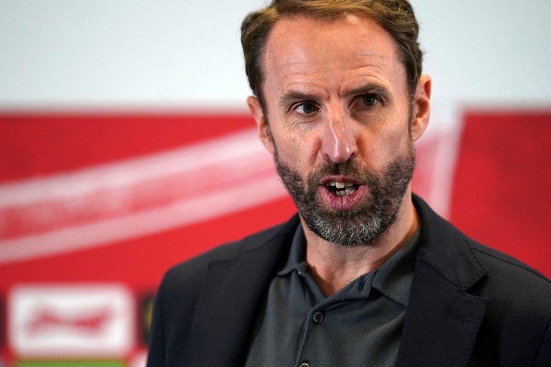 England manager Gareth Southgate during the England squad announcement at St. George's Park, Burton upon Trent. Al-Ettifaq midfielder Jordan Henderson has been named in Gareth Southgate's England squad for the upcoming games against Ukraine and Scotland, but there was no place for Raheem Sterling. Picture date: Thursday August 31, 2023. (Photo by Nick Potts/PA Images via Getty Images)