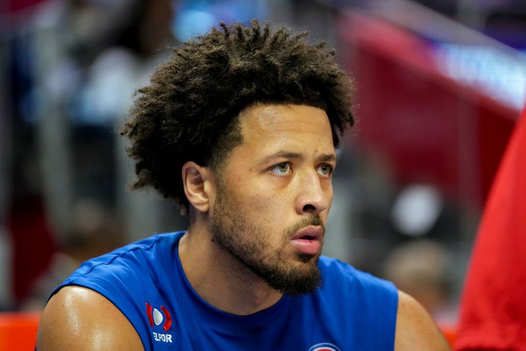 DETROIT, MICHIGAN - NOVEMBER 06: Cade Cunningham #2 of the Detroit Pistons looks on against the Golden State Warriors at Little Caesars Arena on November 06, 2023 in Detroit, Michigan. NOTE TO USER: User expressly acknowledges and agrees that, by downloading and or using this photograph, User is consenting to the terms and conditions of the Getty Images License Agreement. (Photo by Nic Antaya/Getty Images)