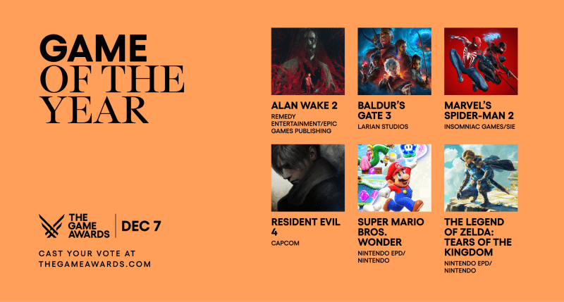 Nominees for Game of the Year (Photo from Game Awards)