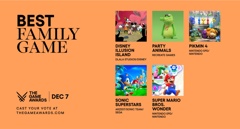 Best Family Game Nominees (Photo from Game Awards)
