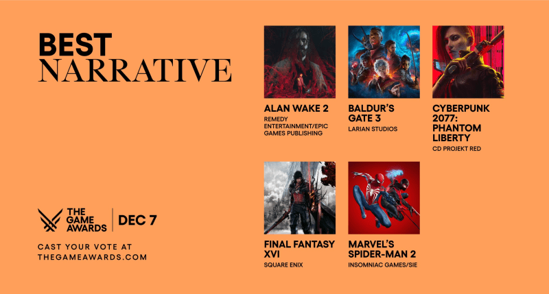 Best Narrative Nominees (Photo from Game Awards)