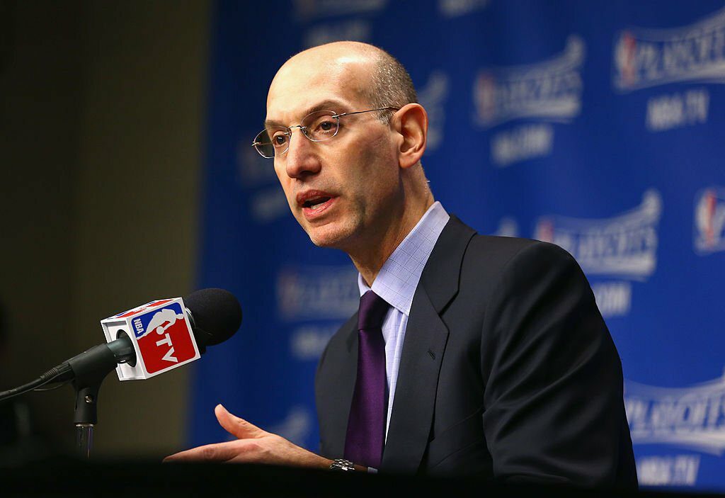 MEMPHIS, TN - APRIL 26: Adam Silver the NBA Commissioner talks to the media before the start of the Oklahoma City Thunder game against the Memphis Grizzlies in Game 4 of the Western Conference Quarterfinals during the 2014 NBA Playoffs at FedExForum on April 26, 2014 in Memphis, Tennessee. NOTE TO USER: User expressly acknowledges and agrees that, by downloading and or using this photograph, User is consenting to the terms and conditions of the Getty Images License Agreement. (Photo by Andy Lyons/Getty Images)