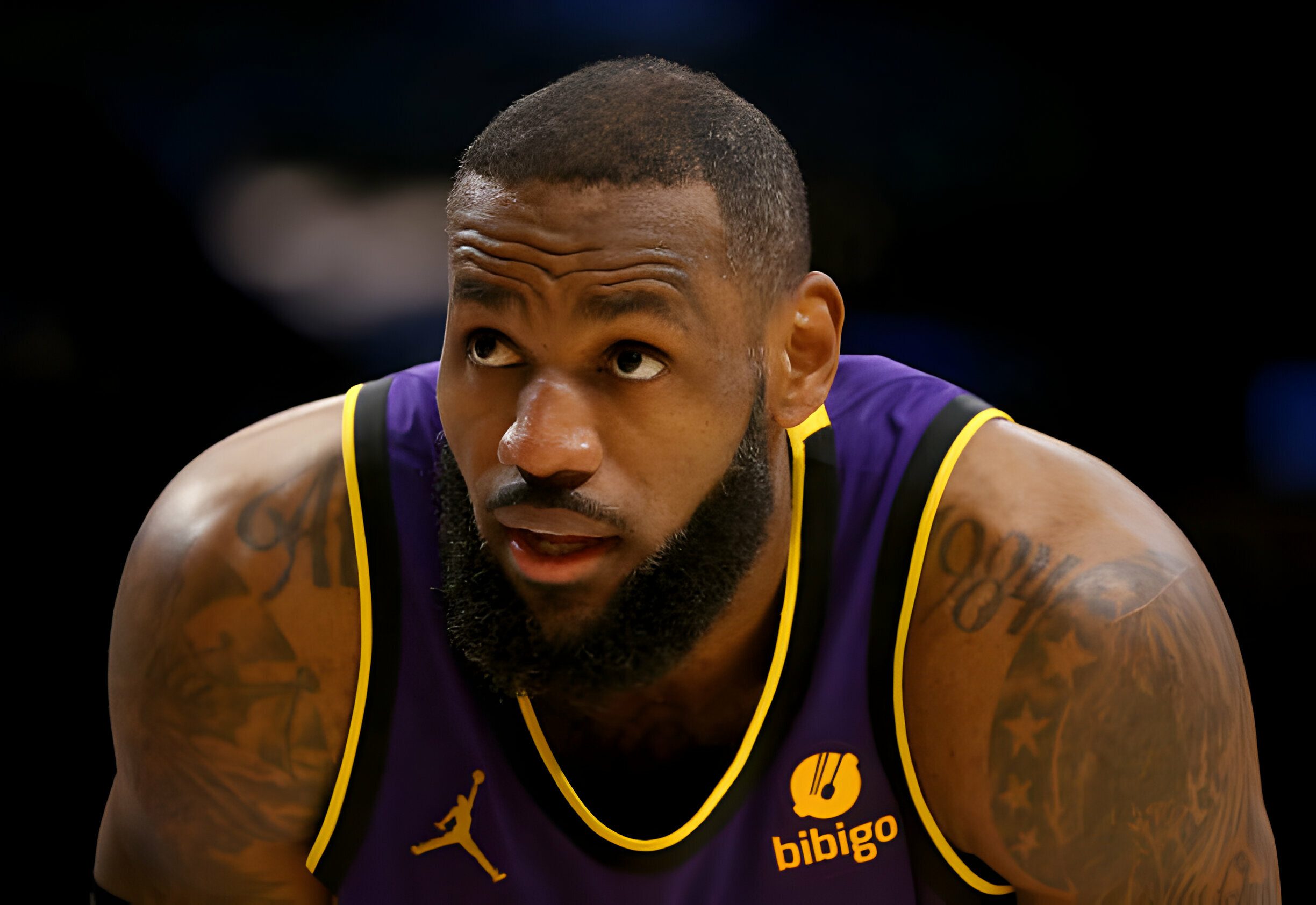 Los Angeles, CA - Lakers star LeBron James at the foul line during a game against the Grizzlies at Crypto.com Arena in Los Angeles on Friday night, Jan. 5, 2024. Memphis won, 127-113. (Luis Sinco / Los Angeles Times via Getty Images)