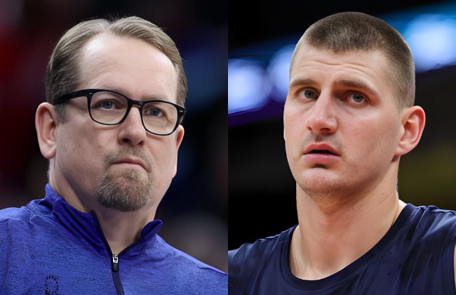 BELGRADE, SERBIA - AUGUST 25: Nikola Jokic (L) of Serbia looks on prior to the FIBA Basketball World Cup 2023 Qualifier game between Serbia and Greece at Stark Arena on August 25, 2022 in Belgrade, Serbia. (Photo by Srdjan Stevanovic/Getty Images) PHILADELPHIA, PENNSYLVANIA - DECEMBER 15: Head coach Nick Nurse of the Philadelphia 76ers looks on during the fourth quarter against the Detroit Pistons at the Wells Fargo Center on December 15, 2023 in Philadelphia, Pennsylvania. NOTE TO USER: User expressly acknowledges and agrees that, by downloading and or using this photograph, User is consenting to the terms and conditions of the Getty Images License Agreement. (Photo by Tim Nwachukwu/Getty Images)