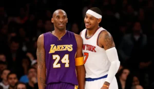 Kobe Bryant and Carmelo Anthony. Photo by Kathy Willens AP